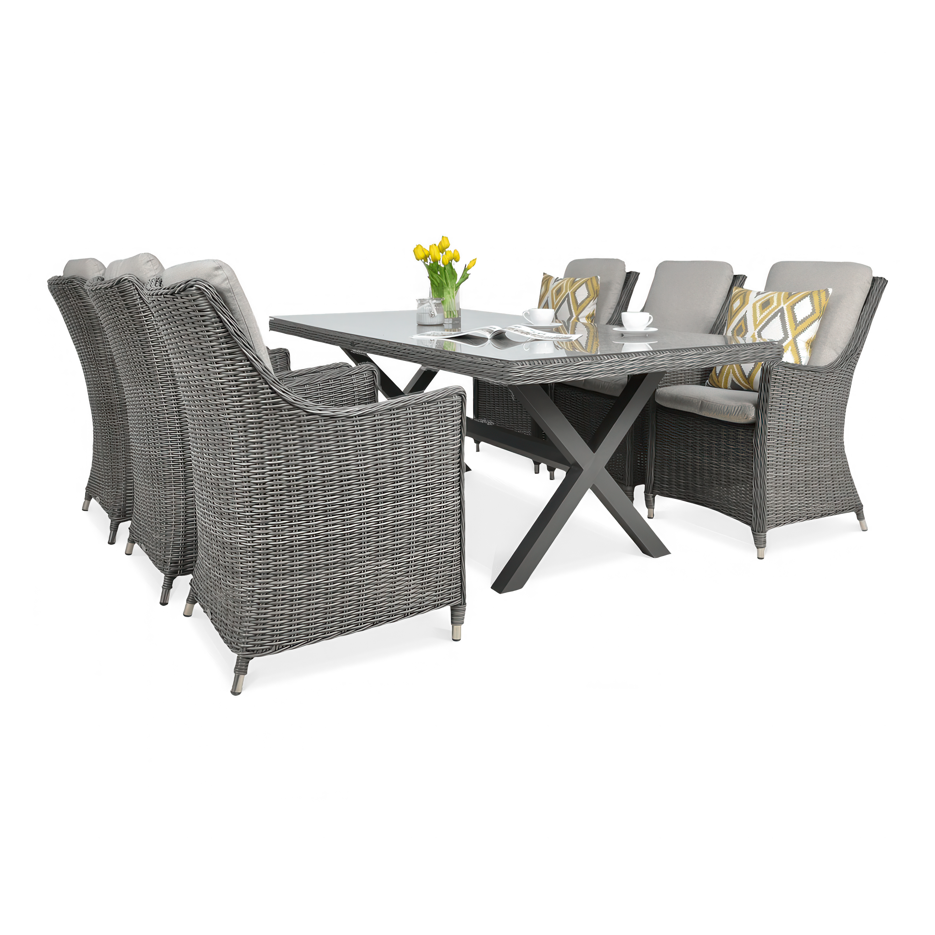 Zestaw mebli z technorattanu NAPOLI 6/200 w odcieniach szarości