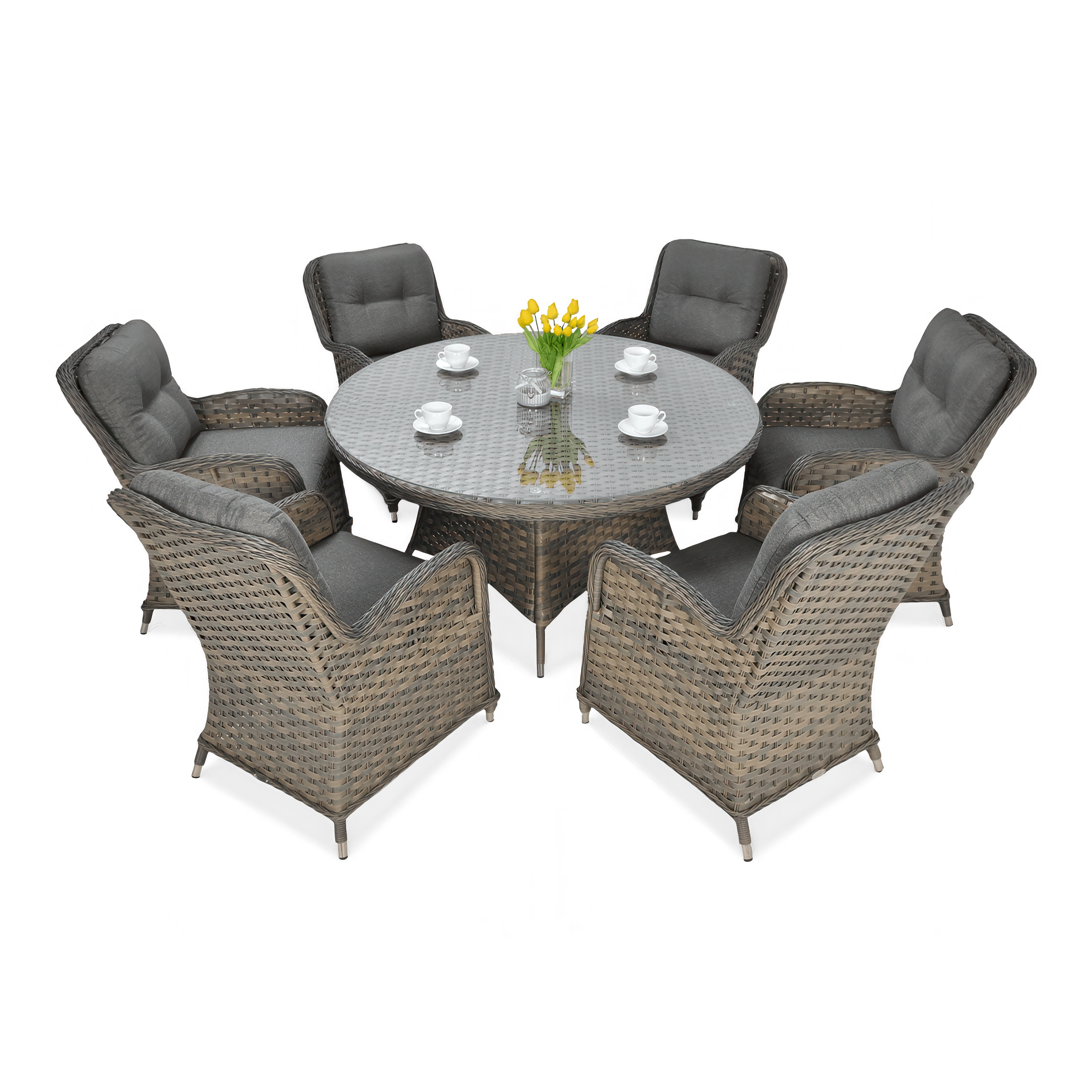 Meble z technorattanu BARCELONA Melange w odcieniach brązu i szarości