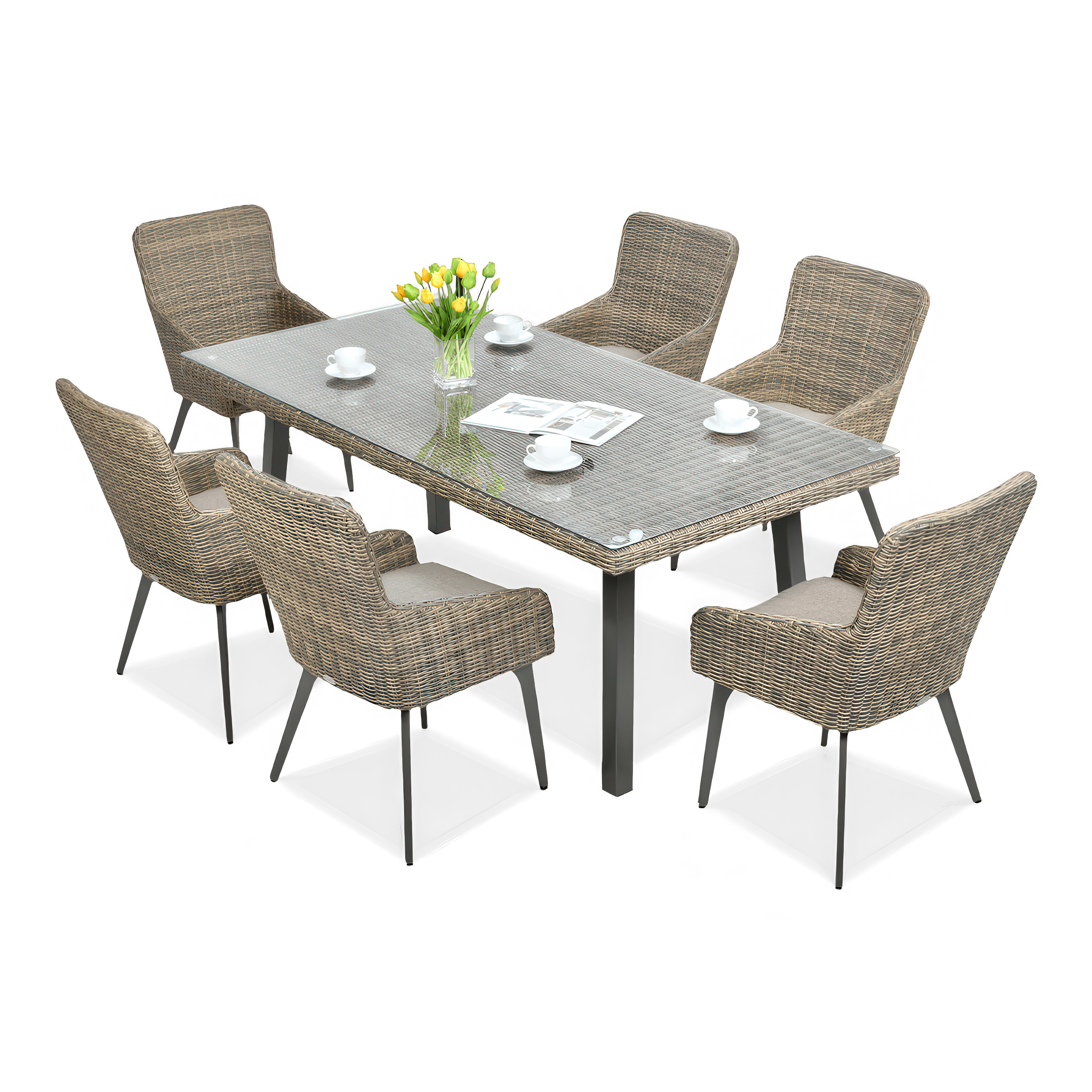 Zestaw jadalniany z technorattanu MILANO 6/200 w kolorze brązowym