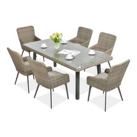 Zestaw jadalniany z technorattanu MILANO 6/200 w kolorze brązowym