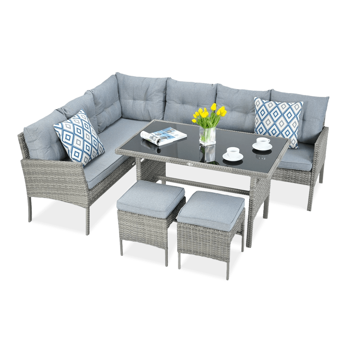 OUTLET 533 Narożnik z technorattanu CORTINA Dolphin Grey