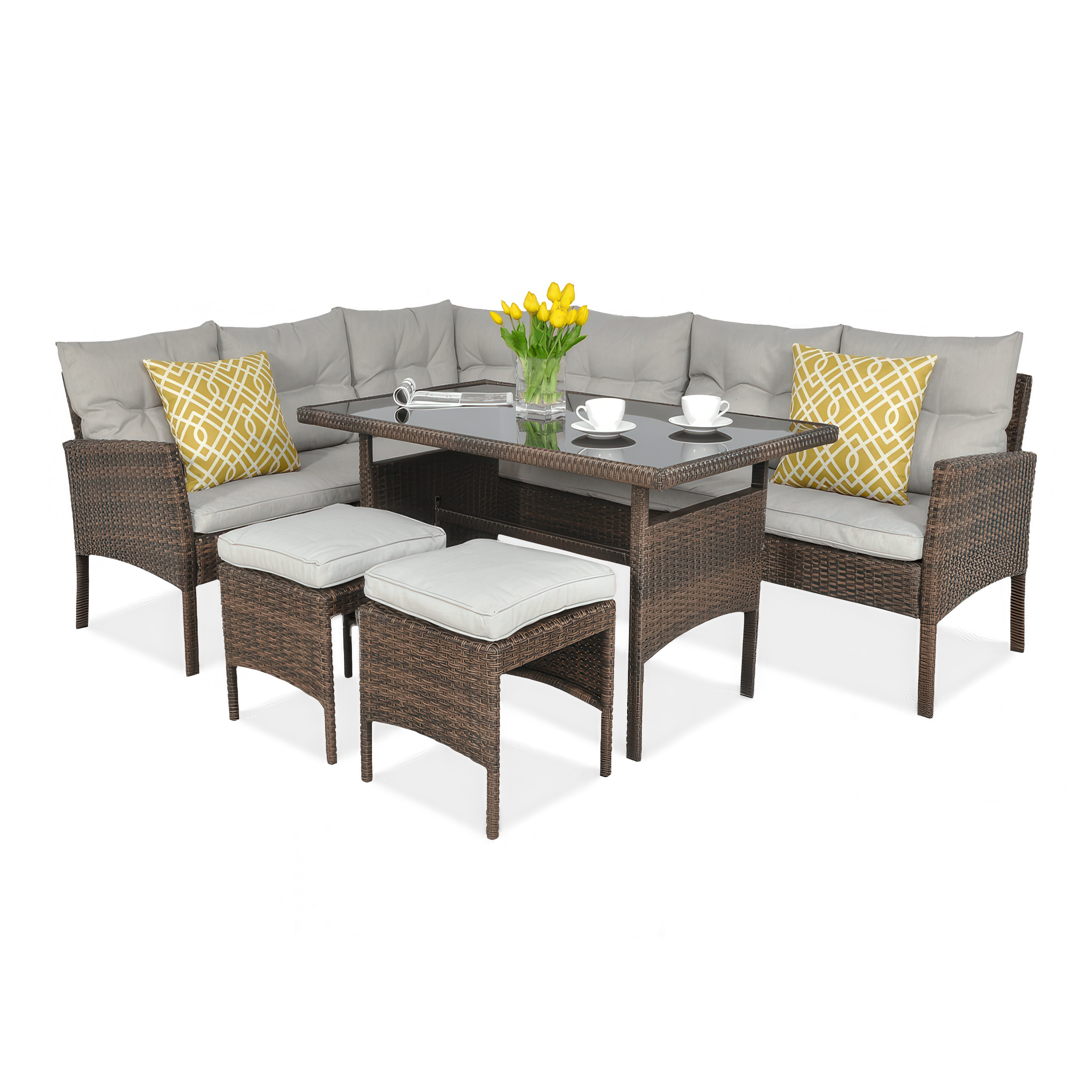 Narożnik z technorattanu CORTINA Brown