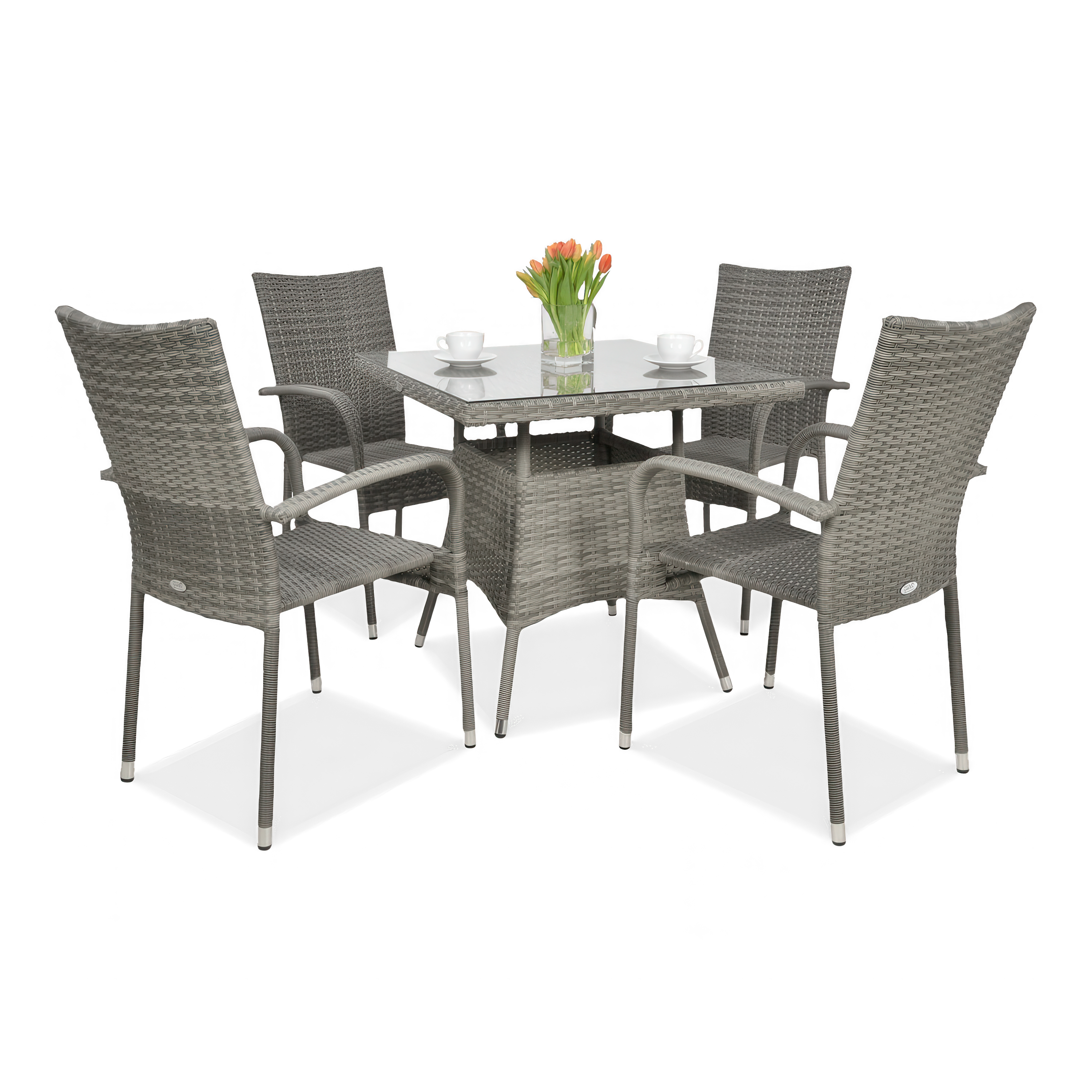 Zestaw ogrodowy technorattan FIESTA/LUGO 4+1 w odcieniach szarości