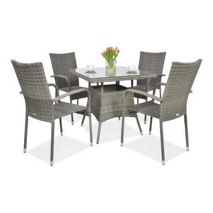 Zestaw ogrodowy technorattan FIESTA/LUGO 4+1 w odcieniach szarości