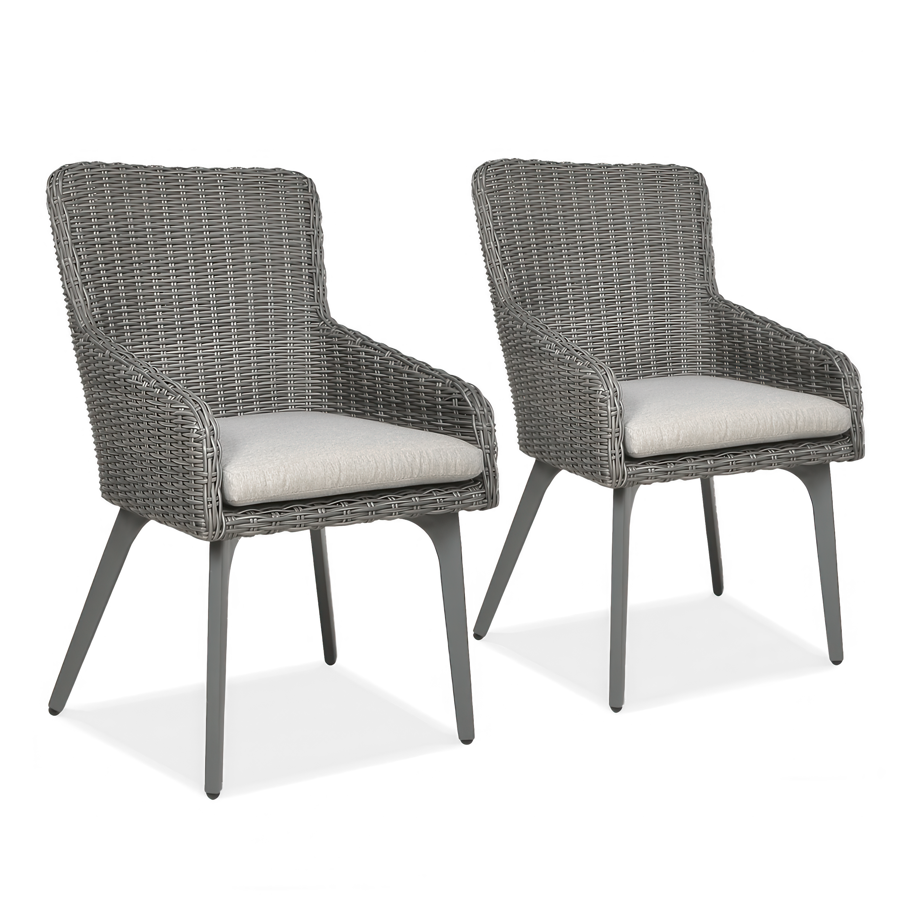 Komplet dwóch foteli ogrodowych z technorattanu w szarym kolorze z poduszkami