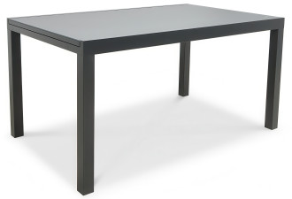 Czarny aluminiowy st&oacute;ł ogrodowy BRISBANE 10/250 z gładkim, szklanym blatem