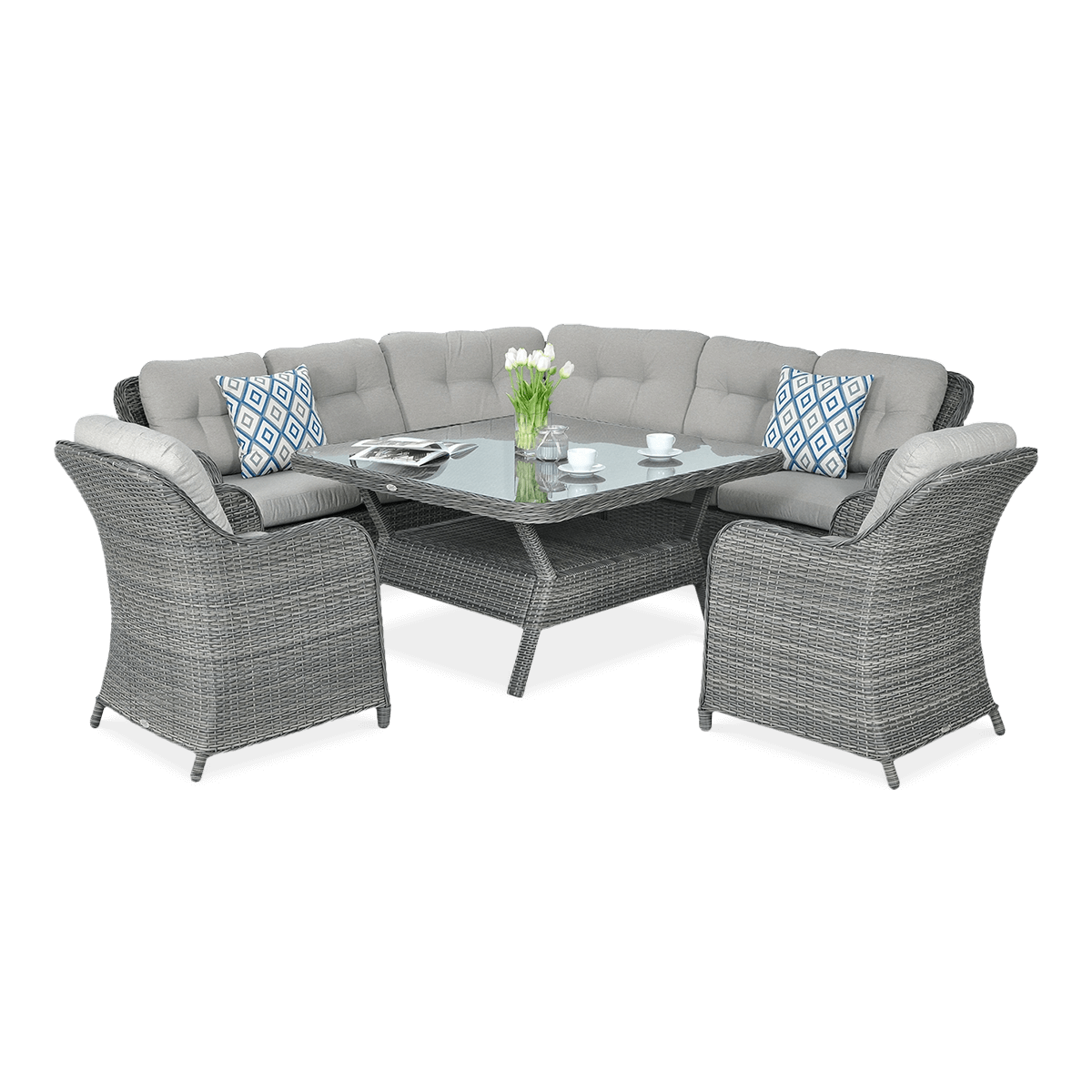 Narożnik z technorattanu SAVONA w odcieniach szarości