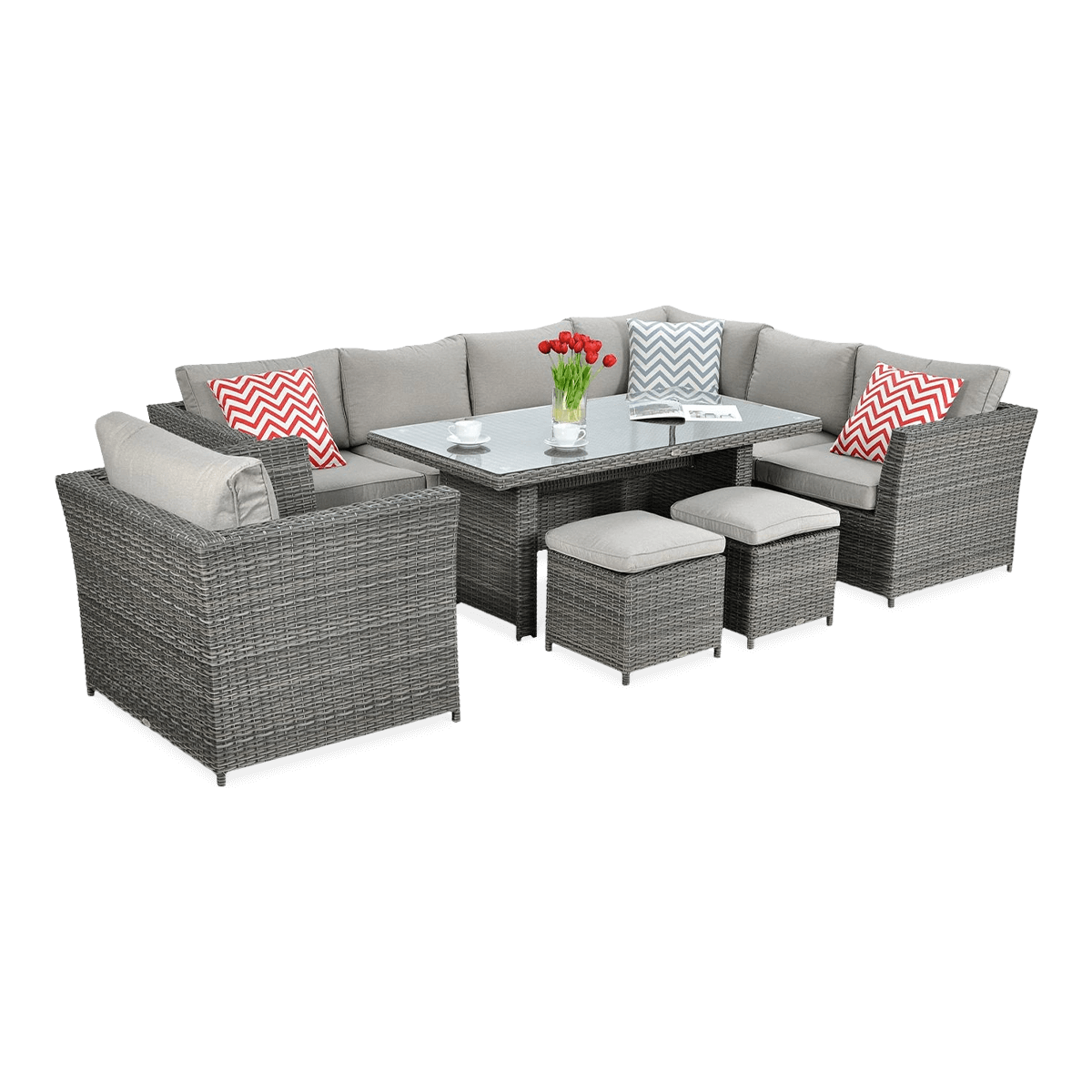 Narożnik technorattan MONIZ DINING PLUS Dark Grey