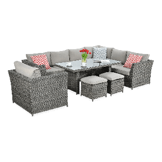 Narożnik technorattan MONIZ DINING PLUS Dark Grey