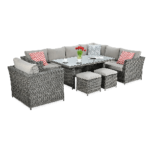 Narożnik technorattan MONIZ DINING PLUS Dark Grey