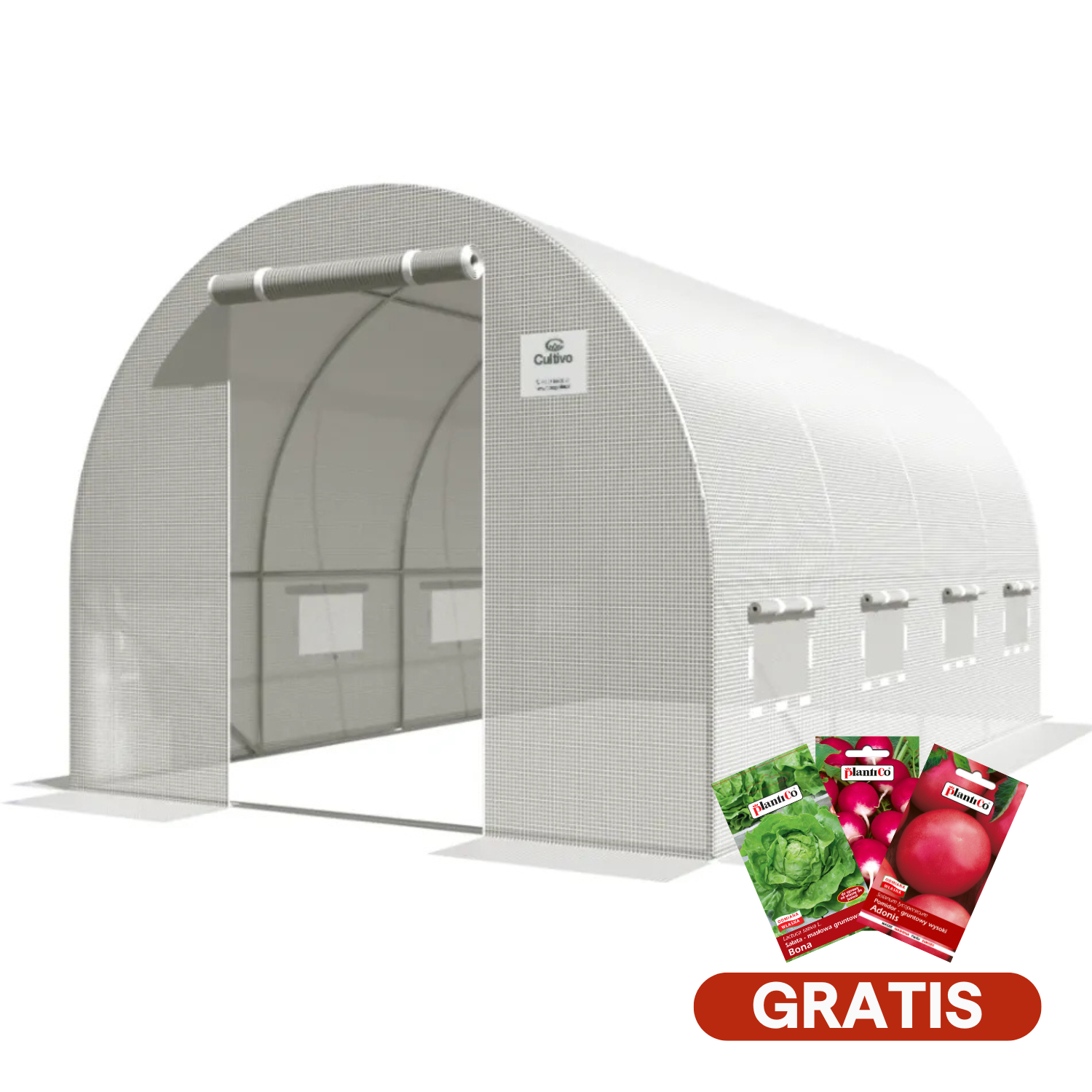 Tunel Foliowy 2,5x4x2 - 10m2 Biały  i 3 opakowania nasion