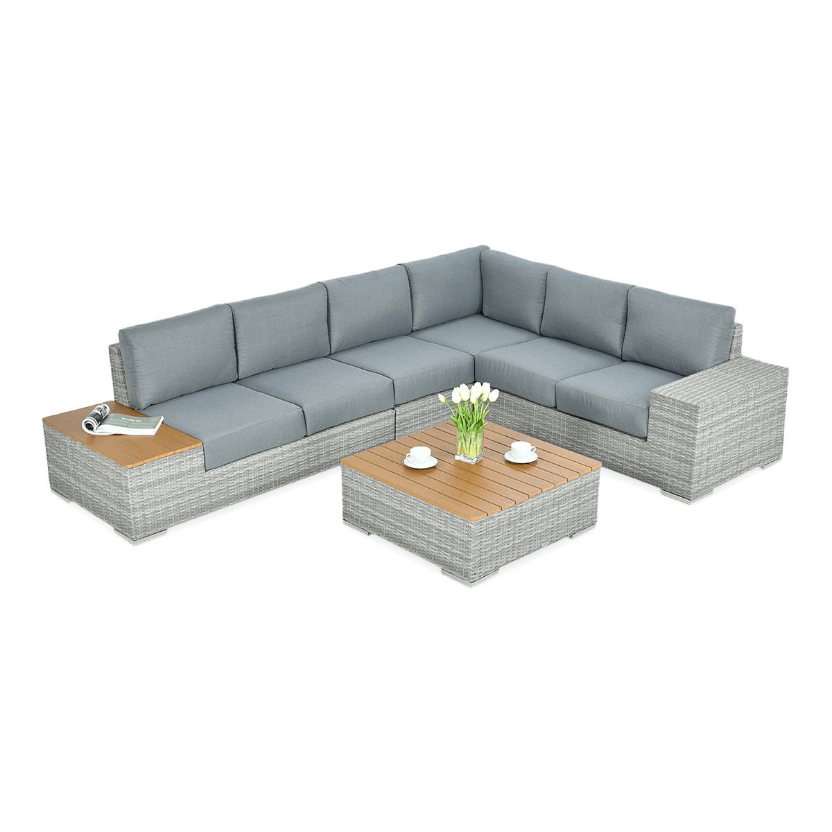 Narożnik technorattan AVOCADO WOOD Stone Grey