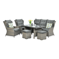 Meble technorattanowe TRIVENTO DINING 3 + PUFY Melange