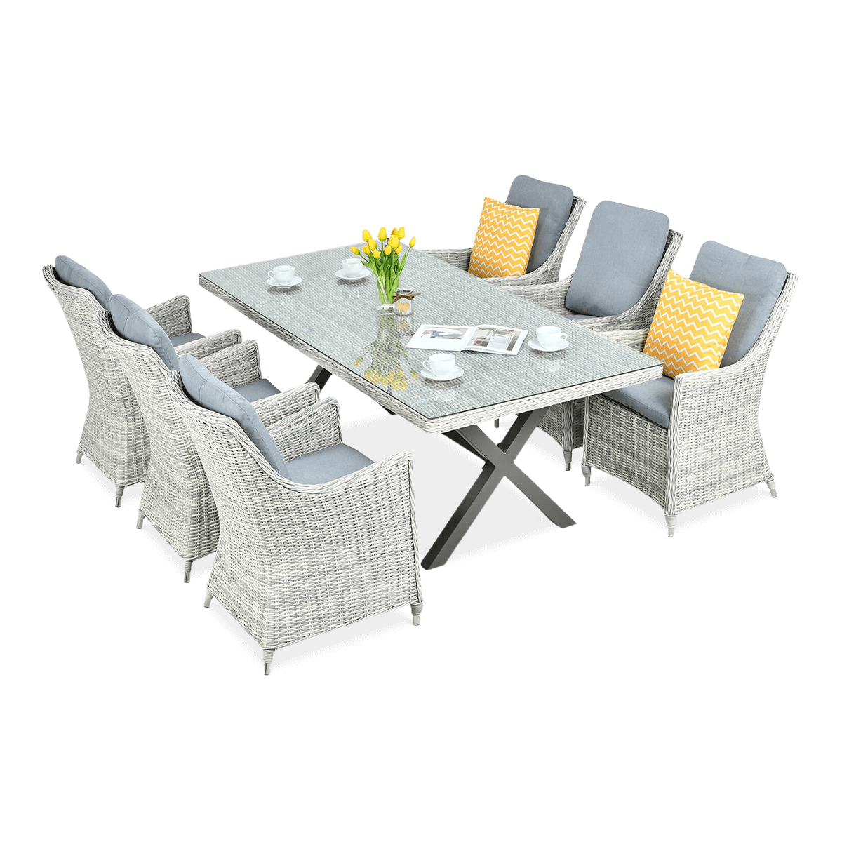 Zestaw mebli z technorattanu NAPOLI 6/200 White Grey