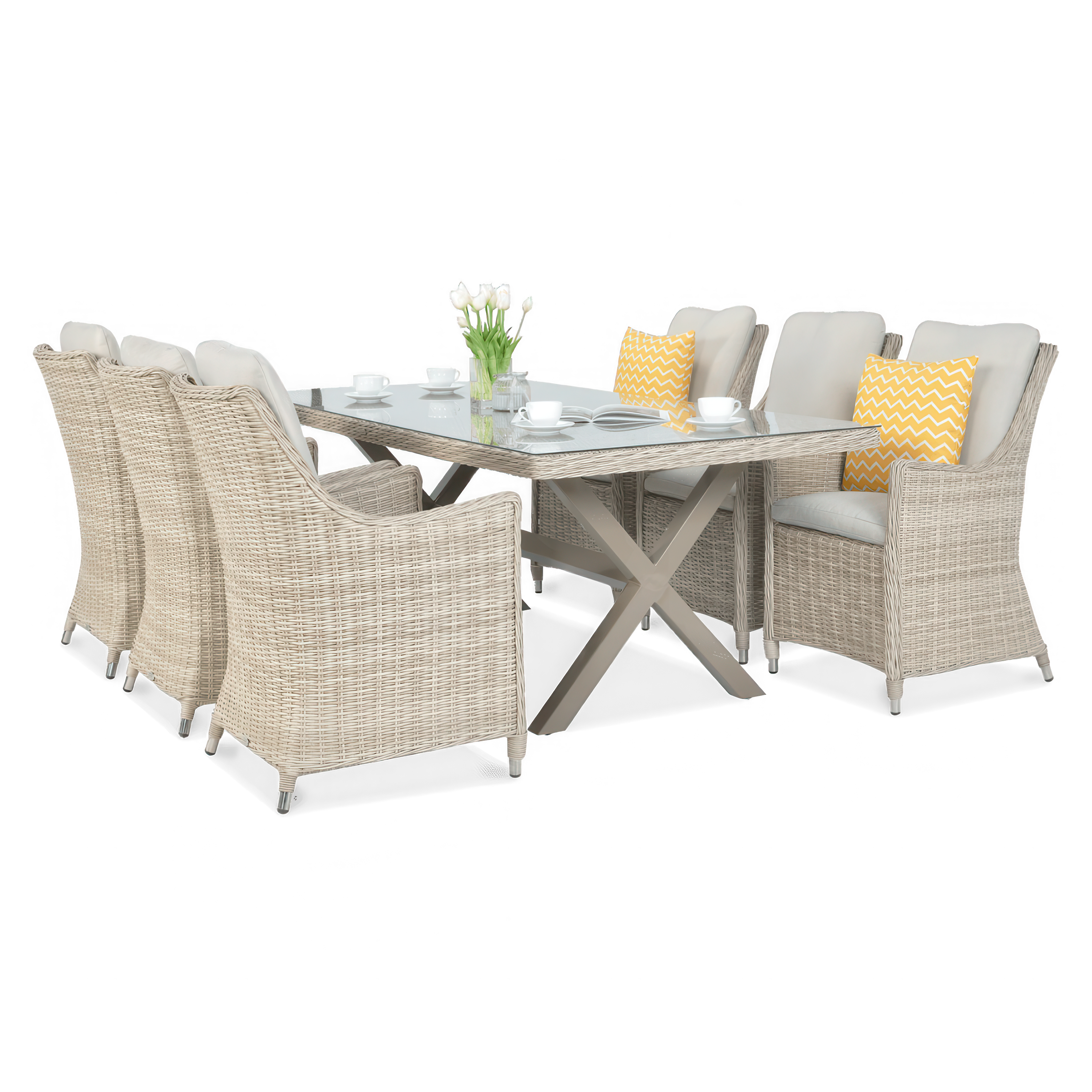 Zestaw mebli z technorattanu NAPOLI 6/200 w odcieniach jasnego beżu