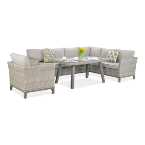 Narożnik technorattan MALAGA DINING + FOTEL Beige