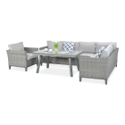 Narożnik technorattan MALAGA DINING + FOTEL Modern Grey