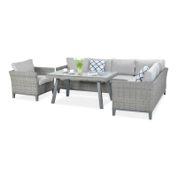 Narożnik technorattan MALAGA DINING + FOTEL Modern Grey