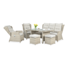 Meble technorattanowe BALTIMORE DINING + PUFY Beige