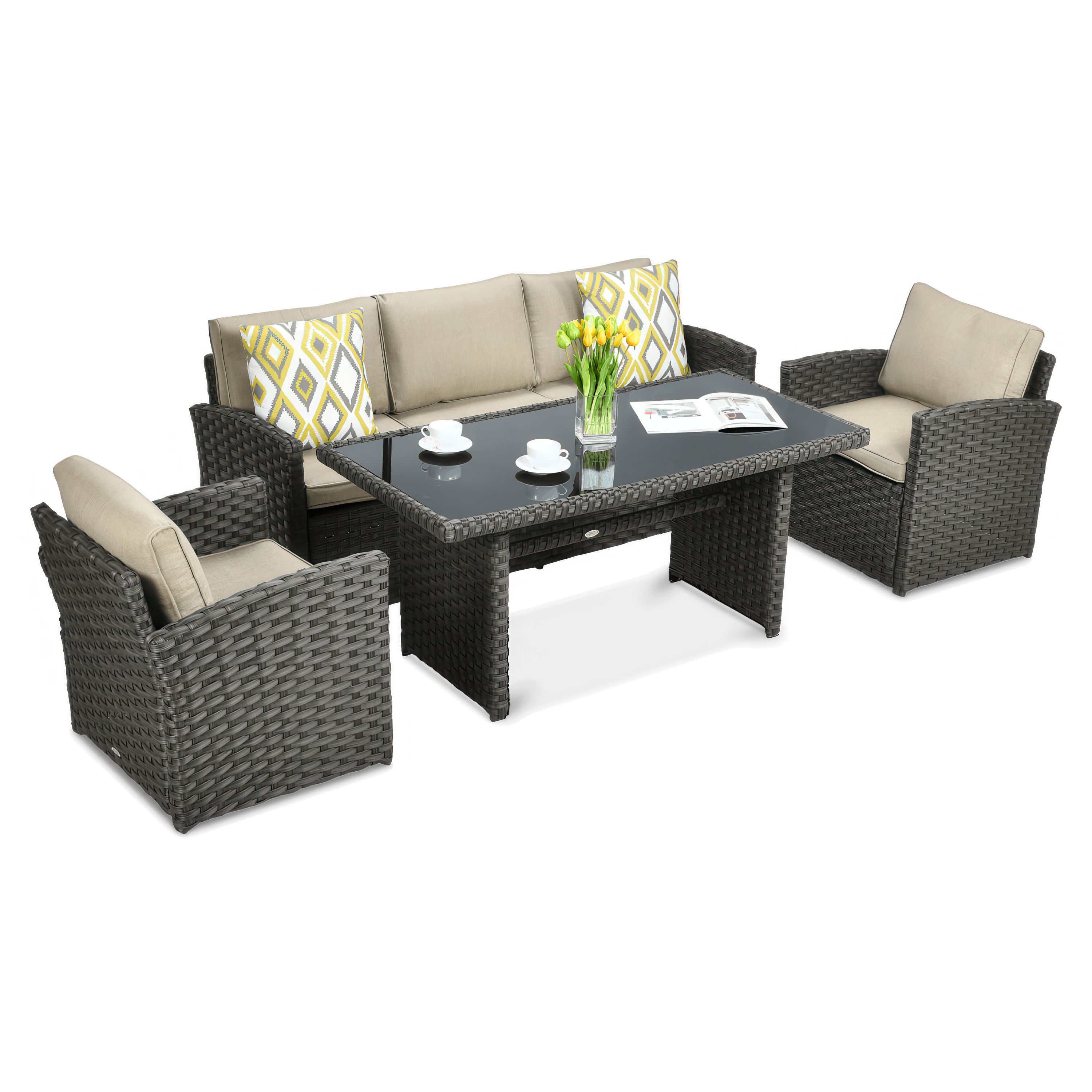 OUTLET 967 Zestaw z technorattanu BORNEO Brown