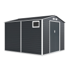 Domek narzędziowy Montreal Cold Grey na białym tle, zdjęcie z boku