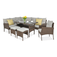 Narożnik z technorattanu CORTINA + FOTEL Brown