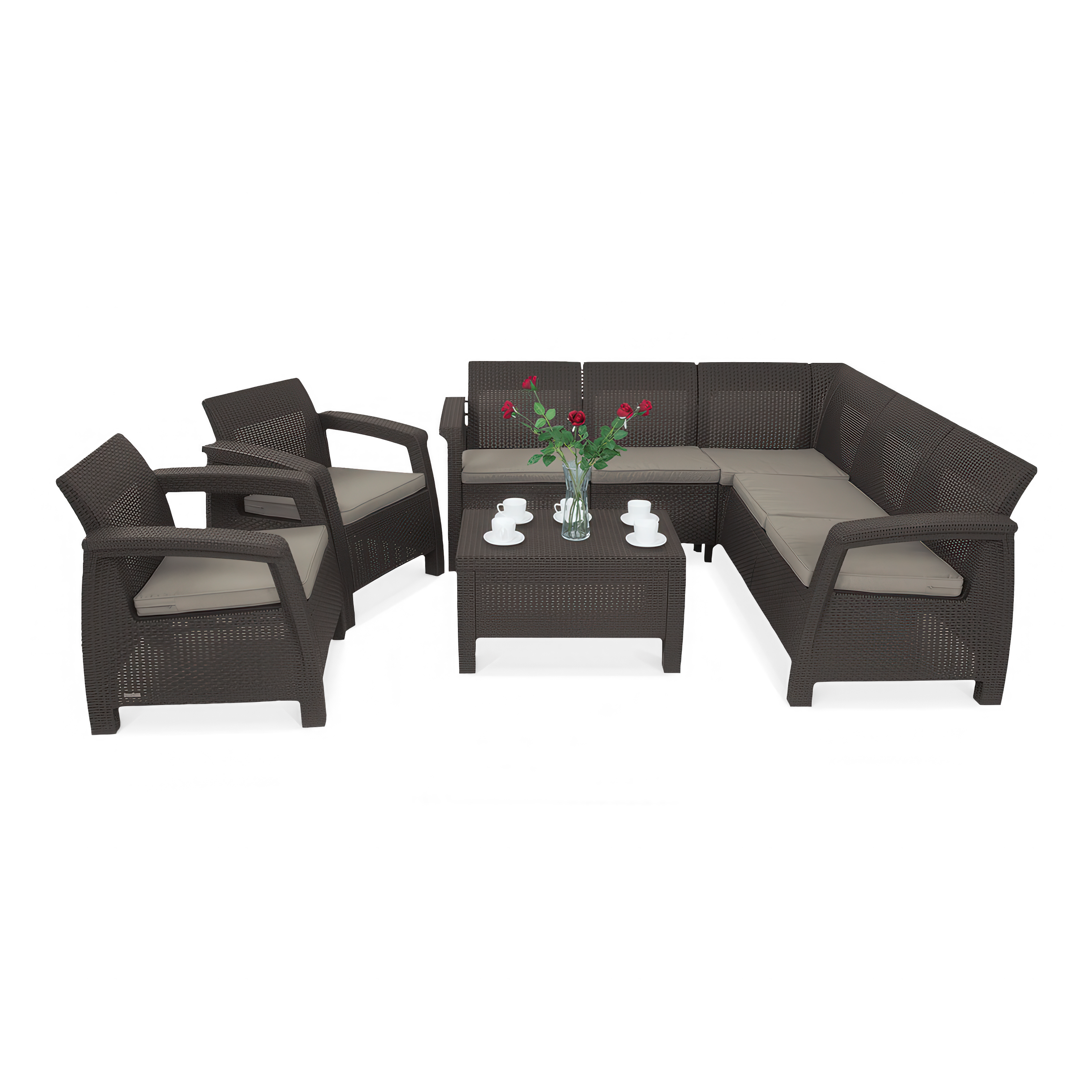 Narożnik ogrodowy CORFU RELAX DUO SET Brown