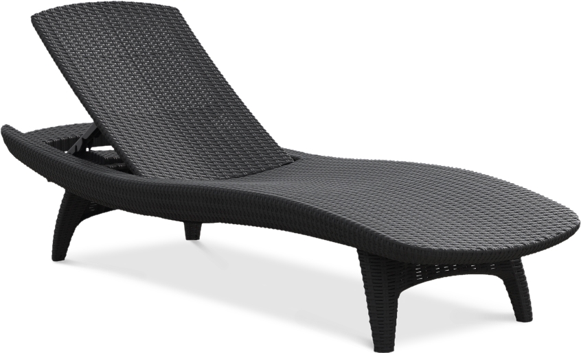 dwa leżaki w kolorze czarnym ze stolikiem pomiędzy nimi