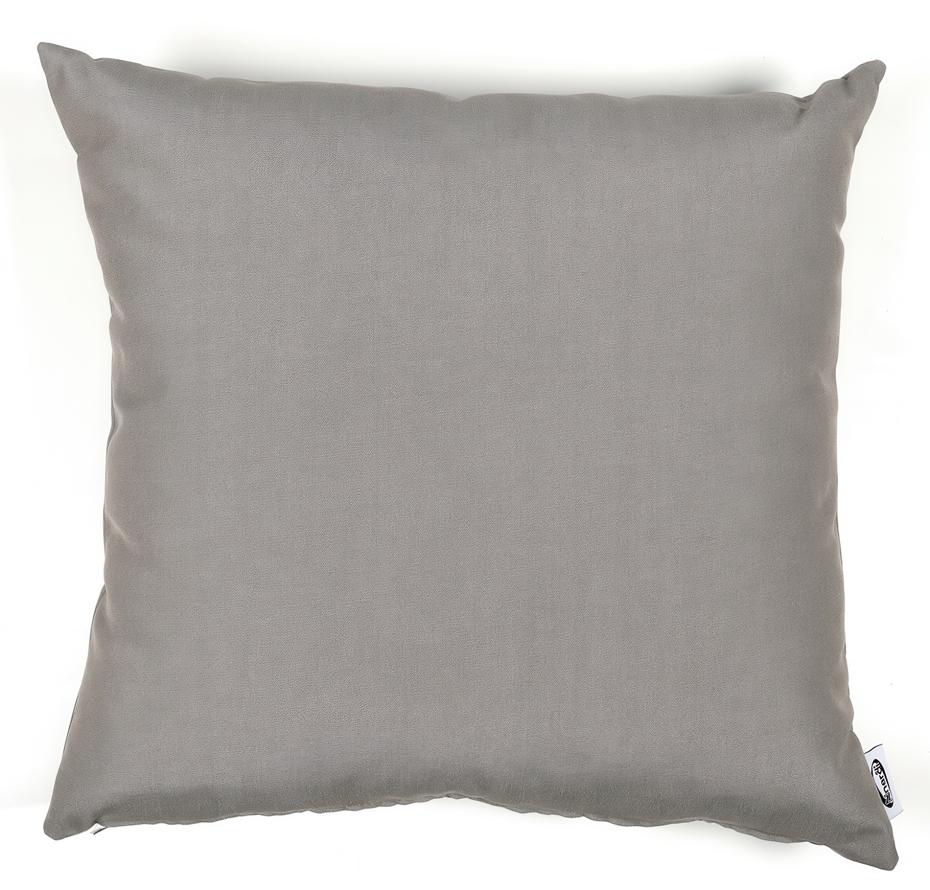 Szara kwadratowa poduszka dekoracyjna o gładkiej tkaninie