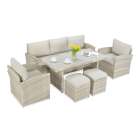 Zestaw technorattanowy BORNEO + PUFY w kolorze beżowym