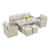 Zestaw technorattanowy BORNEO + PUFY Beige