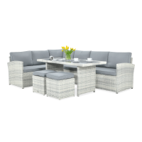 Narożnik technorattanowy SALO + PUFY White Grey