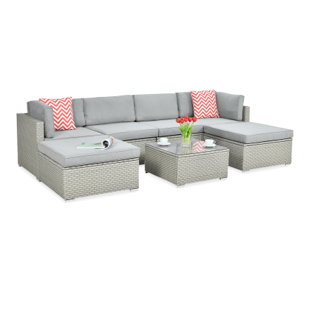 Narożnik z technorattanu PORTO w odcieniach szarości