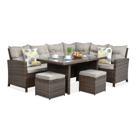 Narożnik technorattanowy IBIZA w kolorze brązowym