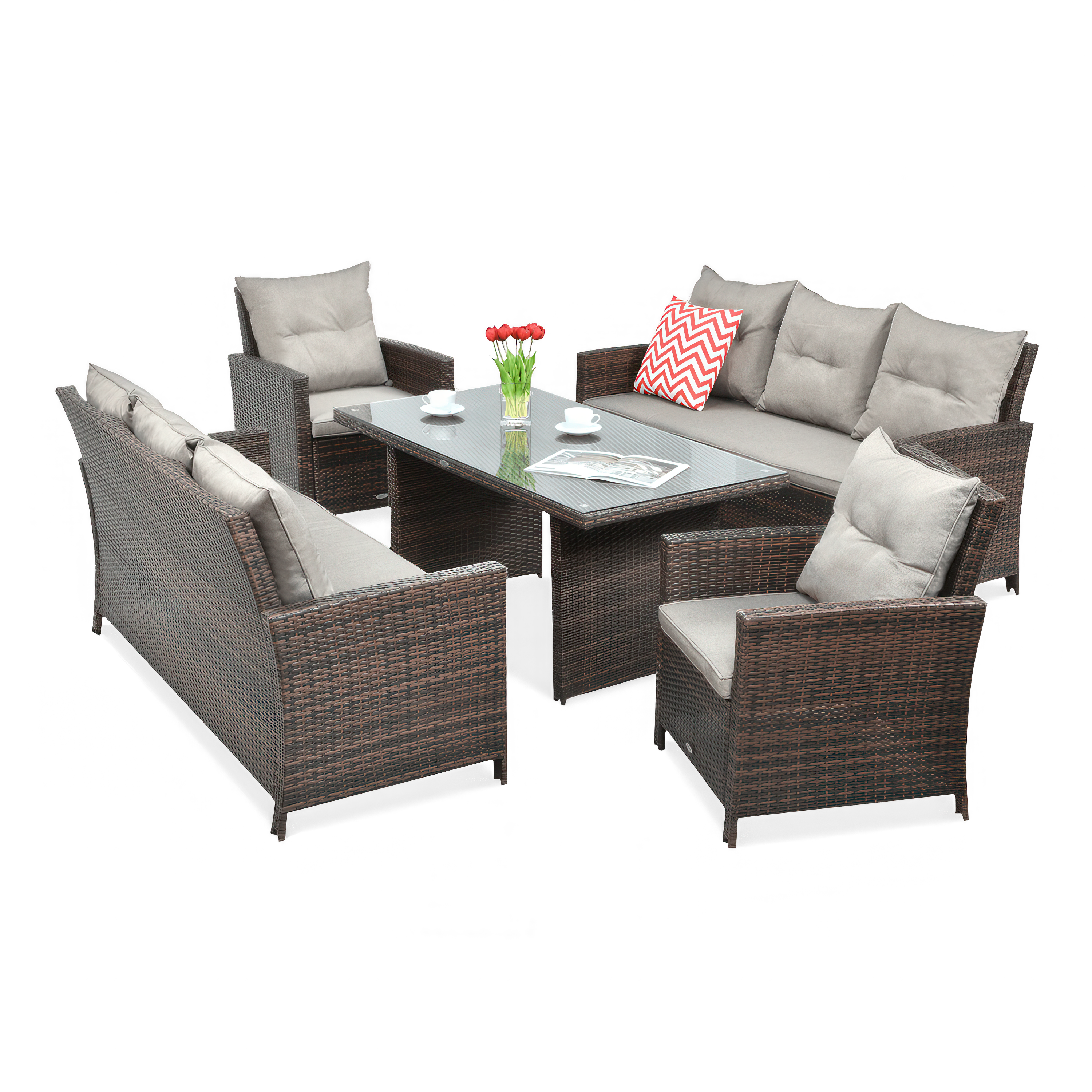 Meble technorattanowe IBIZA FAMILY w kolorze brązowym