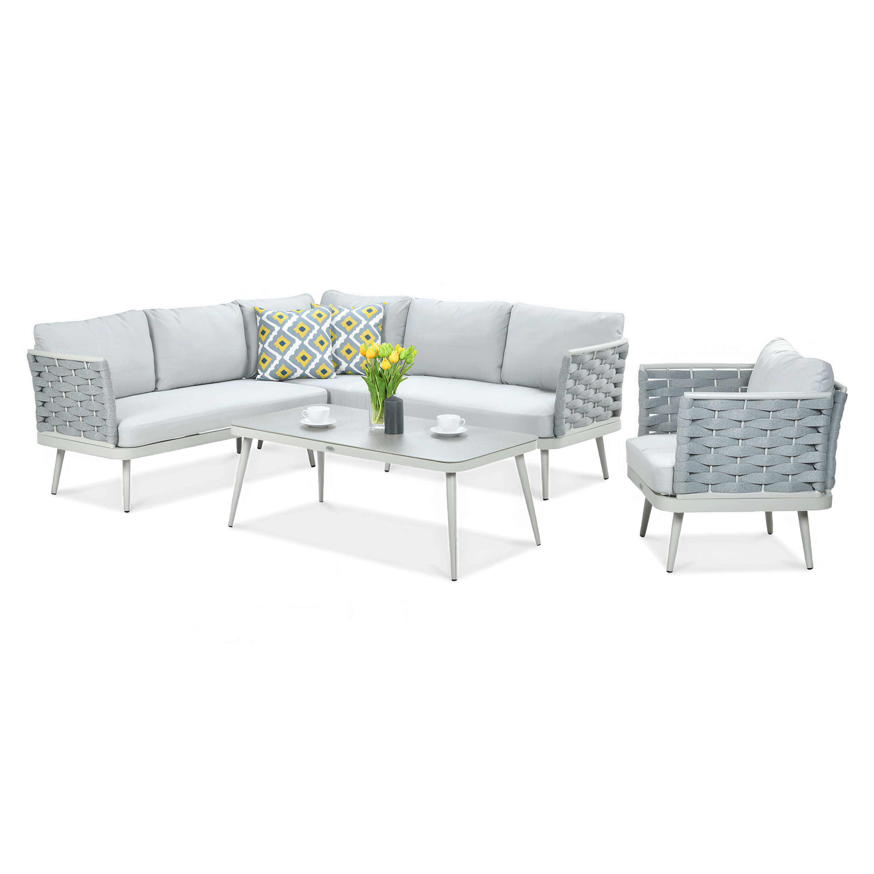 Narożnik ogrodowy MARINEL + FOTEL Light Grey