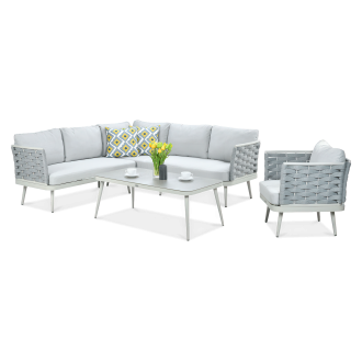 Narożnik ogrodowy MARINEL + FOTEL Light Grey