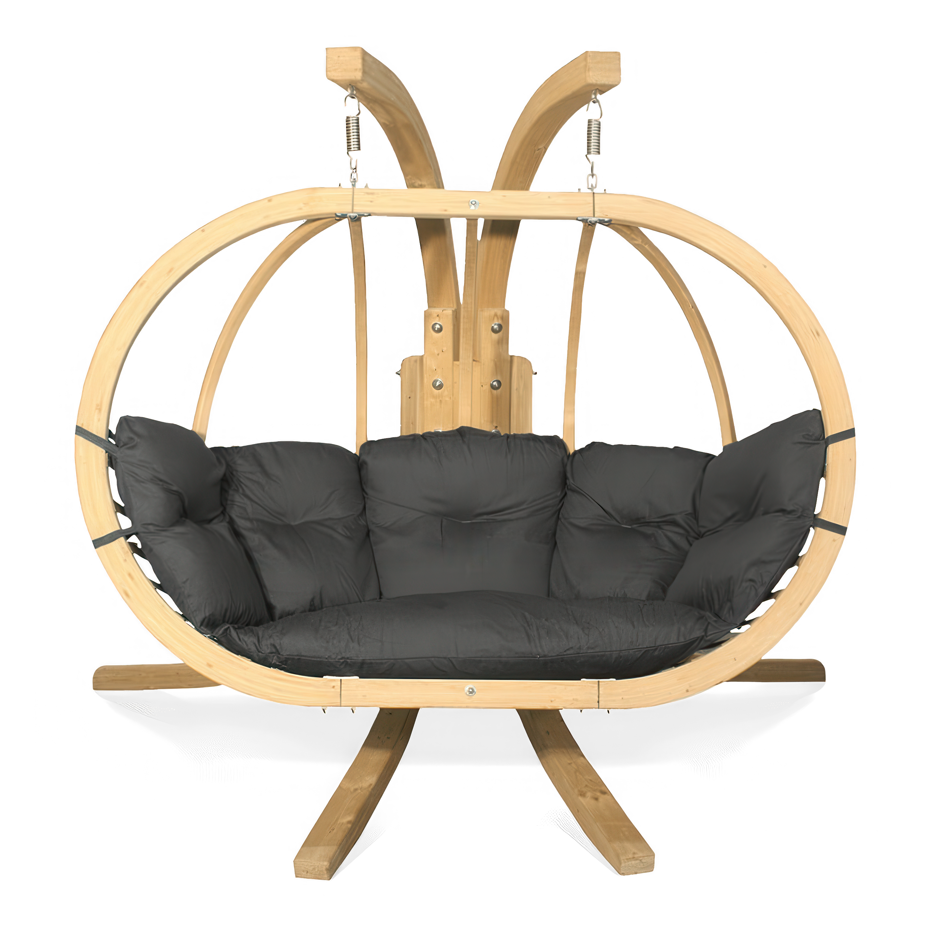 Fotel drewniany wiszący O-ZONE PREMIER z grafitową dużą poduchą