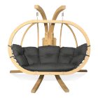 Fotel drewniany wiszący O-ZONE PREMIER z grafitową dużą poduchą