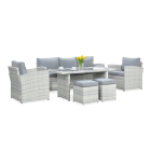 Zestaw z technorattanu BORNEO + PUFY White Grey