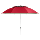 Rozłożony, czerwony parasol ogrodowy