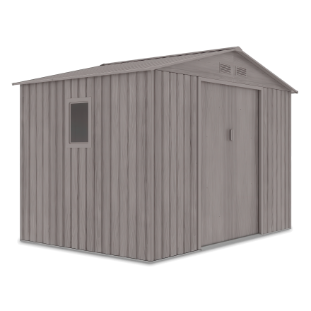 Zdjęcie domku narzędziowego Hudson 277x191cm na białym tle, widok z boku