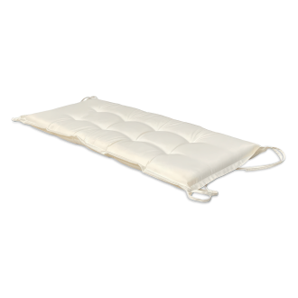 Biała poduszka na ławkę ogrodową widoczna na tle przezroczystym.