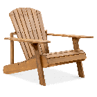 Drewniany fotel ogrodowy Adirondack widoczny na białym tle.