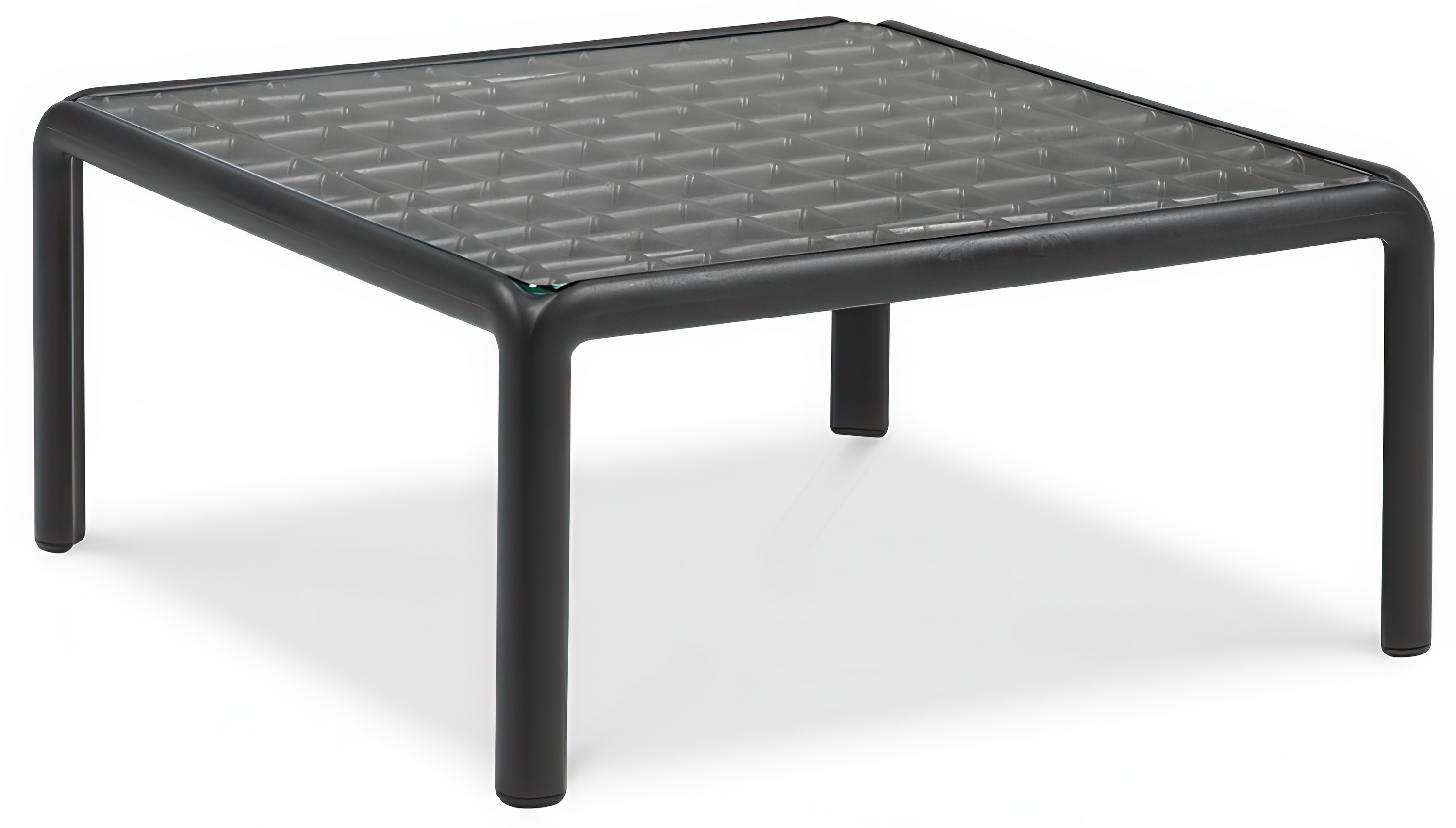 Czarny kwadratowy stolik z szklanym blatem NARDI KOMODO