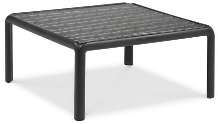 Czarny kwadratowy stolik z szklanym blatem NARDI KOMODO