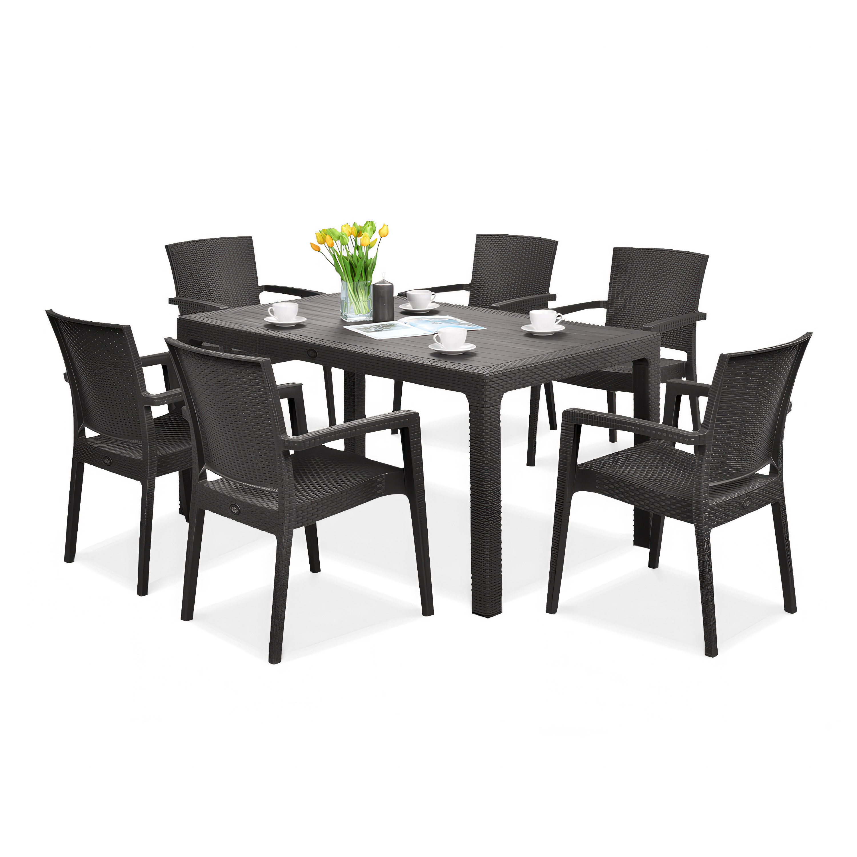 Zestaw na taras Novussi LIVERNO 6+1 brązowy