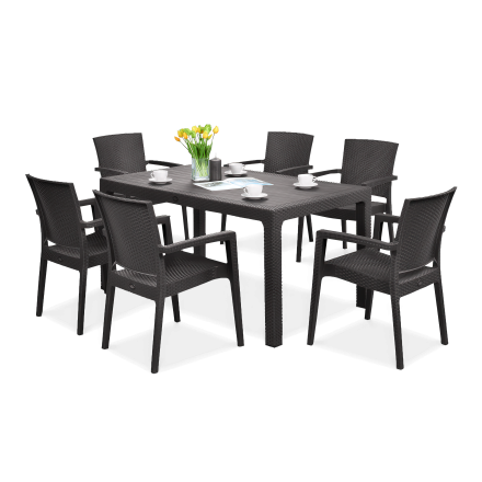 Zestaw na taras Novussi LIVERNO 6+1 brązowy