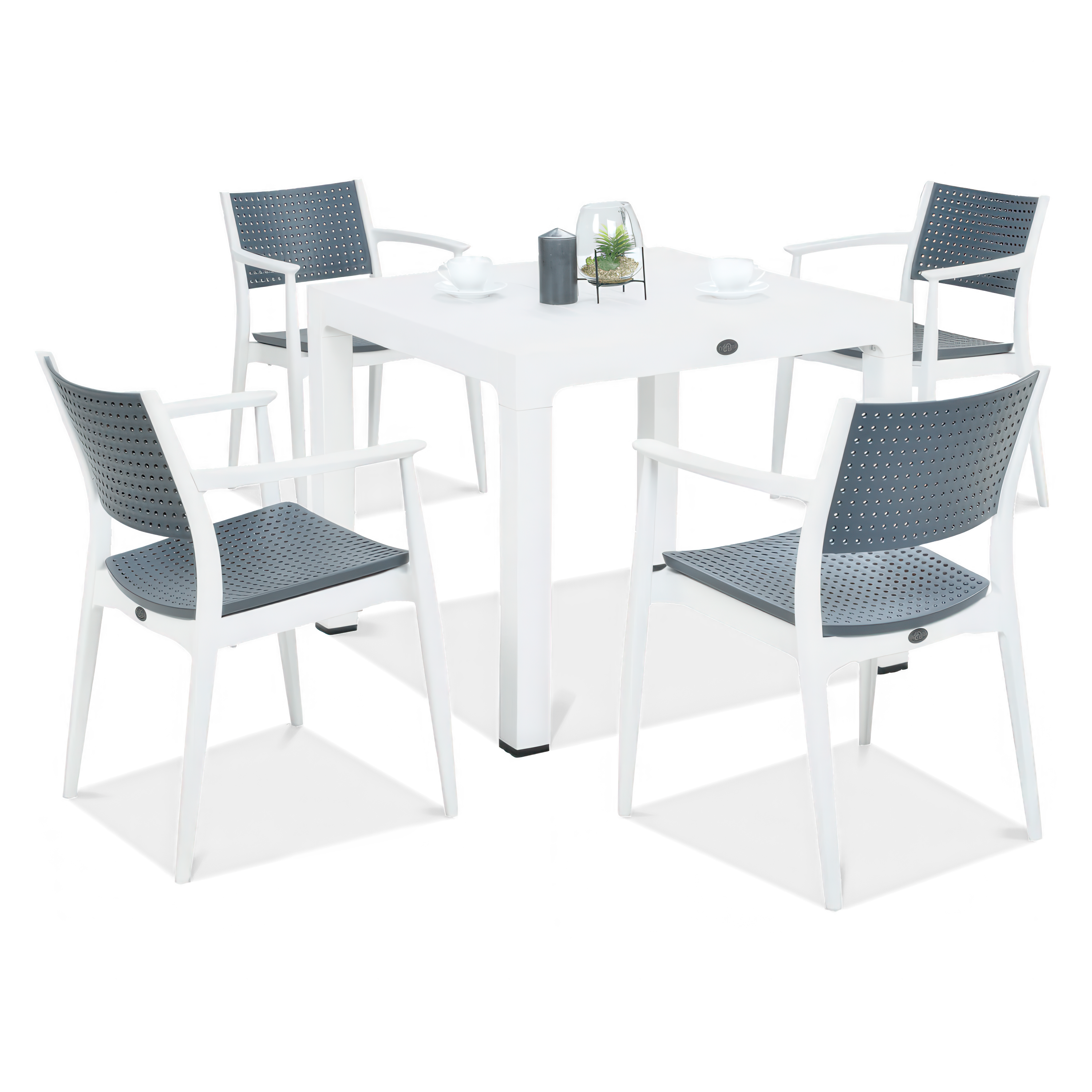 Zestaw ogrodowy jadalniany Novussi SEGINUS 4+1 White/Anthracite