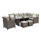 Narożnik z technorattanu IBIZA + FOTEL w kolorze brązowym